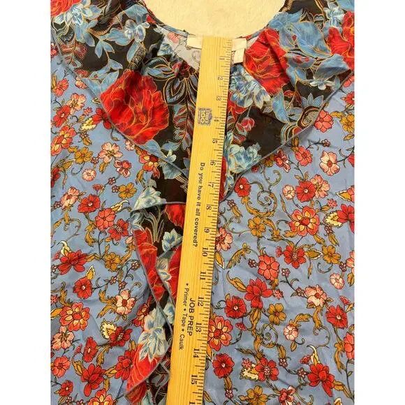 See By Chloe Floral Print Silk Caftan Dress Sz 38 6 Blue Dream Cottagecore Boho - Picture 11 of 16